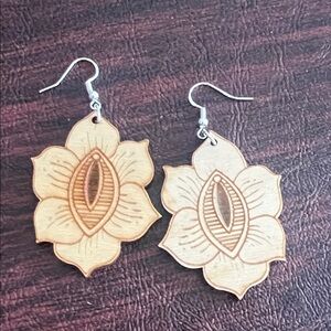 Elegant Floral Wooden Earrings